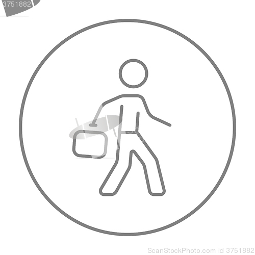 Image of Businessman walking with briefcase line icon.