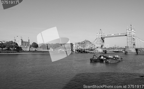 Image of Black and white Tower Bridge in London