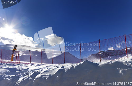 Image of Ski resort in sunny day after snowfall