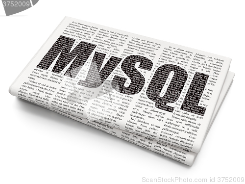 Image of Database concept: MySQL on Newspaper background