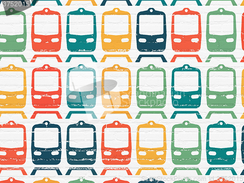 Image of Tourism concept: Train icons on wall background