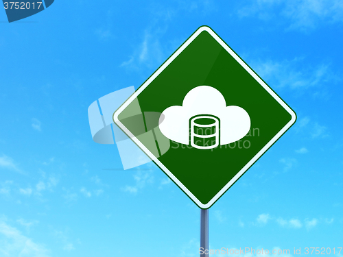 Image of Software concept: Database With Cloud on road sign background
