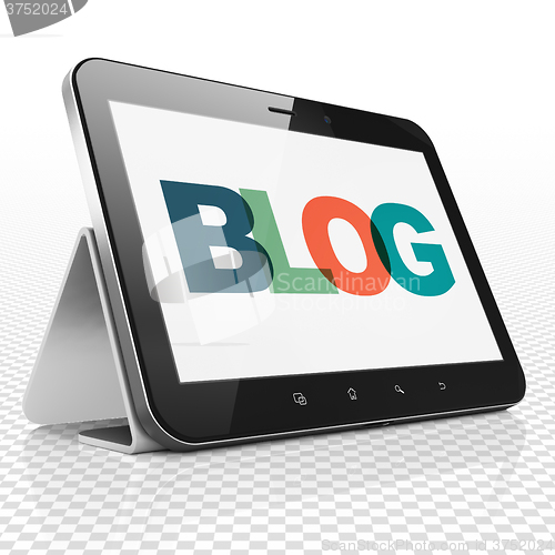 Image of Web design concept: Tablet Computer with Blog on  display