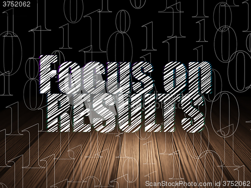Image of Business concept: Focus on RESULTS in grunge dark room