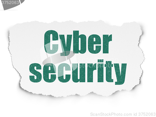 Image of Protection concept: Cyber Security on Torn Paper background