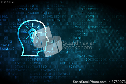 Image of Learning concept: Head With Lightbulb on digital background