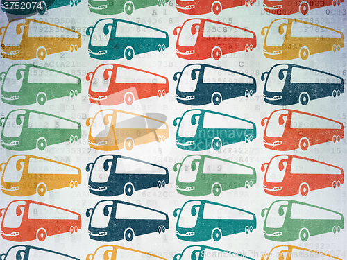 Image of Travel concept: Bus icons on Digital Paper background