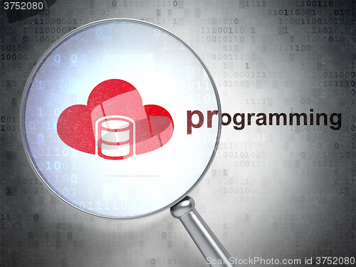 Image of Database concept: Database With Cloud and Programming with optical glass