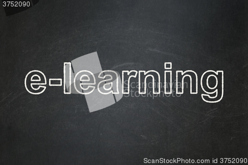 Image of Education concept: E-learning on chalkboard background