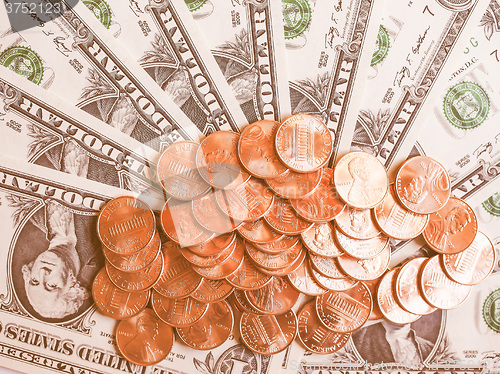 Image of  Dollar coins and notes vintage