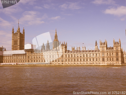 Image of Retro looking Houses of Parliament in London