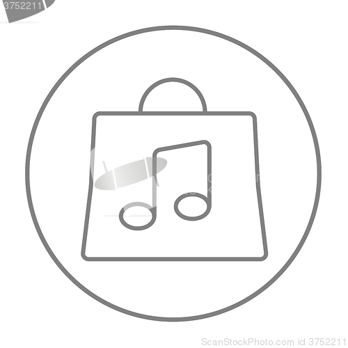 Image of Bag with music note line icon.