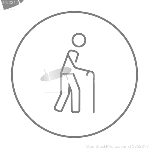 Image of Man with cane line icon.