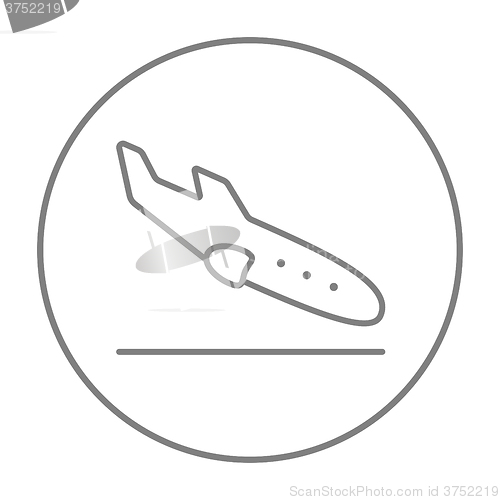 Image of Landing aircraft line icon.