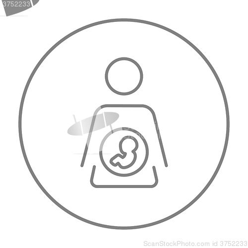 Image of Baby fetus in mother womb line icon.