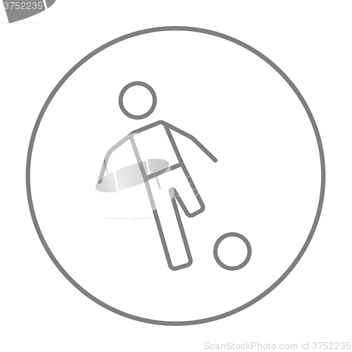 Image of Soccer player with ball line icon.