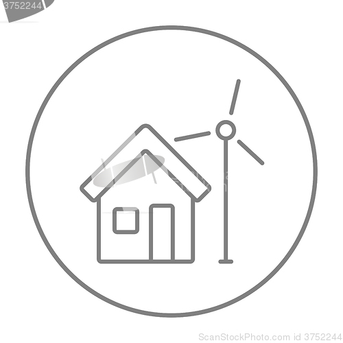 Image of House with windmill line icon.