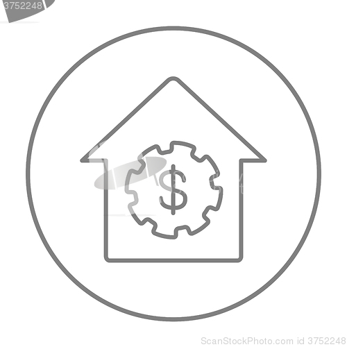 Image of House with dollar symbol line icon.