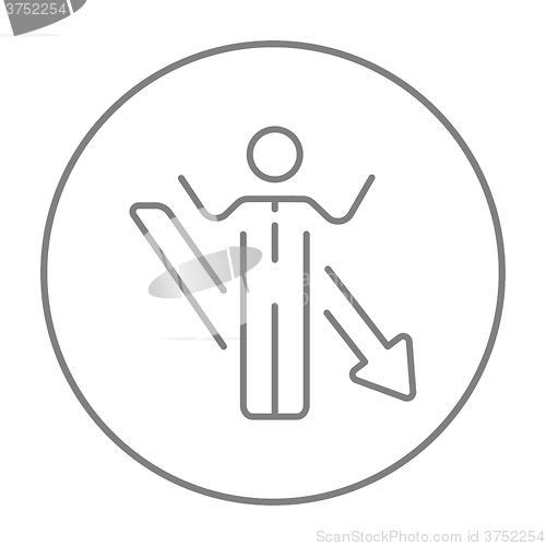 Image of Businessman with arrow down line icon.