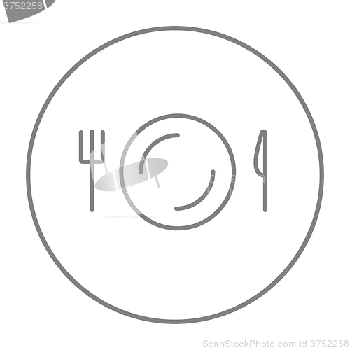 Image of Plate with cutlery line icon.