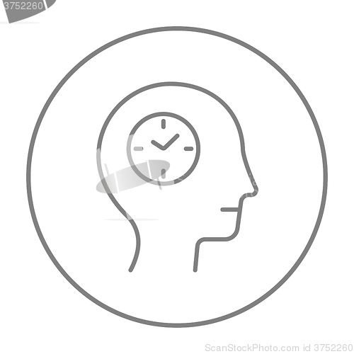 Image of Human head with clock line icon.