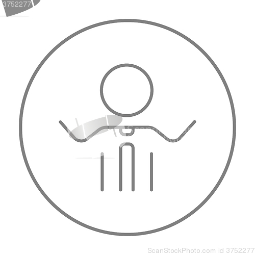 Image of Man with raised arms line icon.