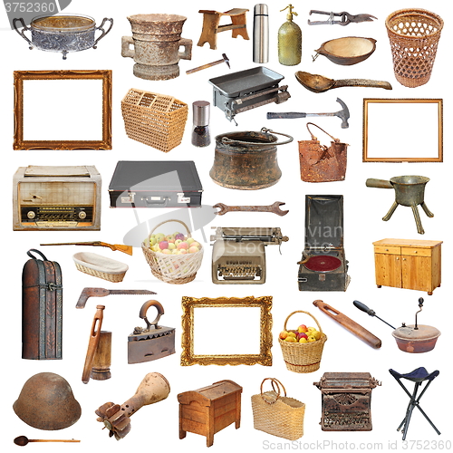 Image of collection of isolated vintage objects