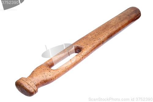 Image of wooden mincer handle over white