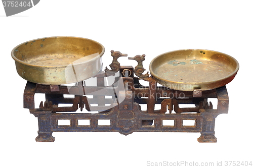 Image of old metallic weighing scale