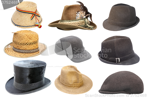 Image of collection of isolated old hats