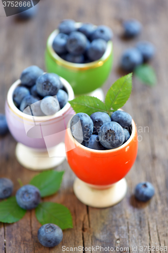 Image of Fresh Blueberries on wooden table