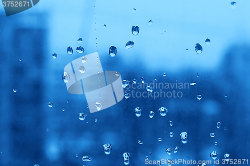 Image of Water drops on turbid window glass