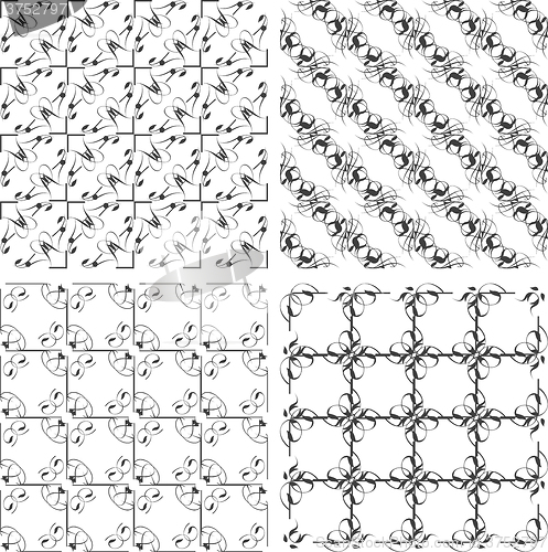 Image of Vector Geometric Seamless Patterns Set. Monochrome Textures on white