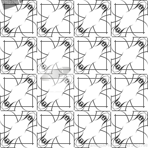 Image of Simple geometric vector pattern - vector lines on white background, black and white