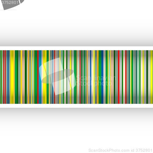 Image of Empty room with white photo frame on striped wallpaper. Vector illustration