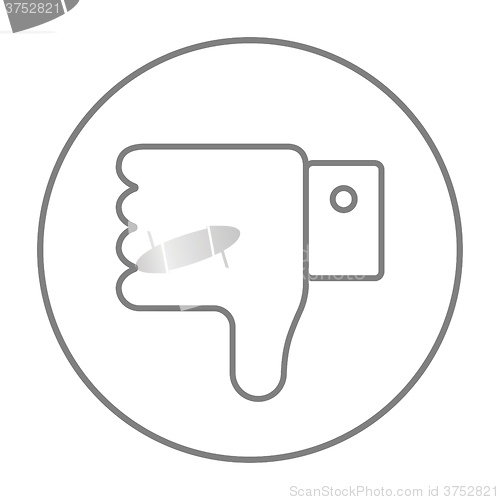 Image of Thumb down hand sign line icon.