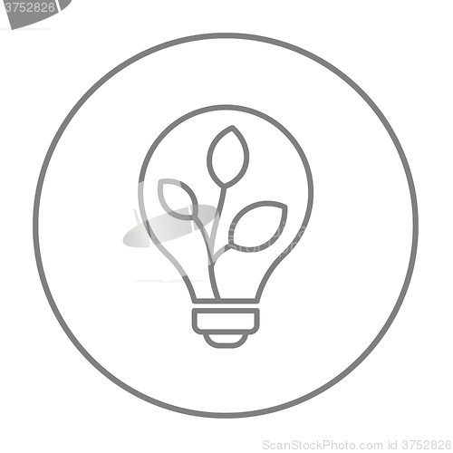 Image of Lightbulb and plant inside line icon.