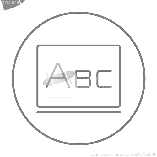 Image of Letters abc on blackboard line icon.