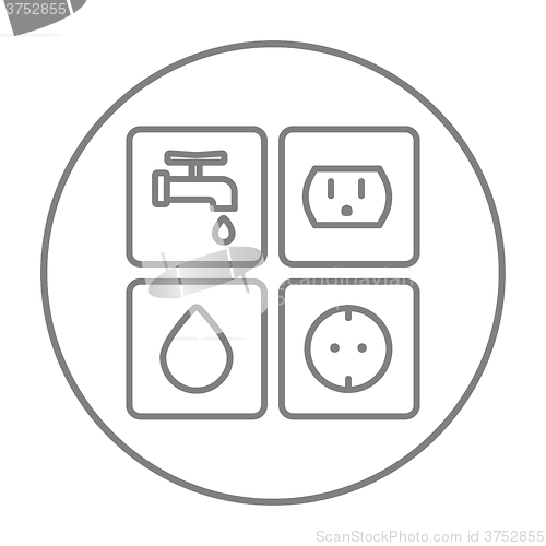 Image of Utilities signs electricity and water line icon.