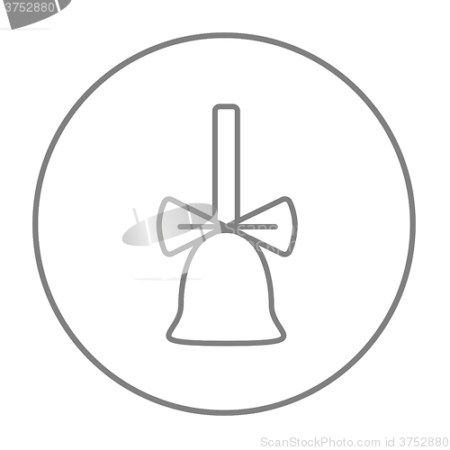 Image of School bell with ribbon line icon.