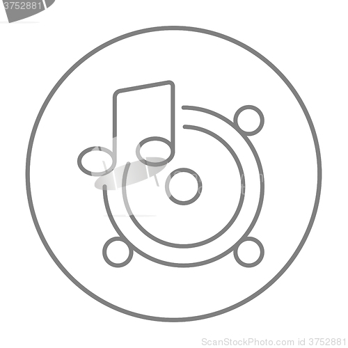 Image of Loudspeakers with music note line icon.