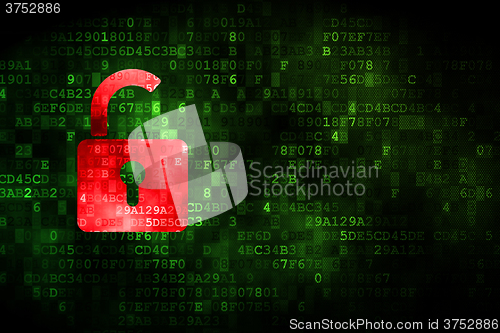 Image of Protection concept: Opened Padlock on digital background