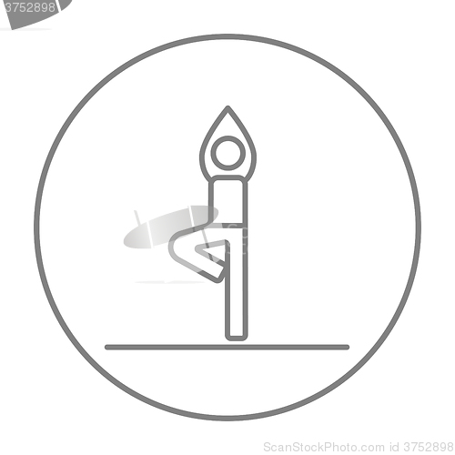 Image of Man practicing yoga line icon.