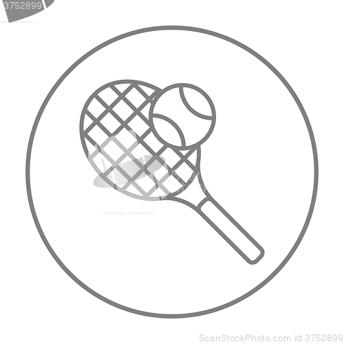 Image of Tennis racket and ball line icon.