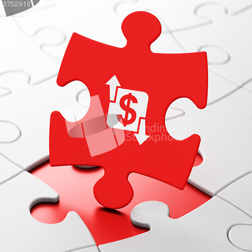 Image of Finance concept: Finance on puzzle background