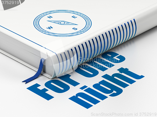 Image of Travel concept: book Compass, For One Night on white background