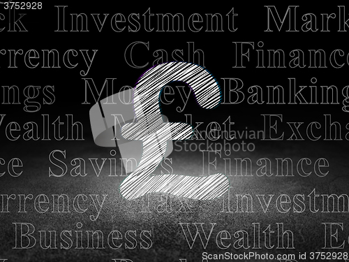 Image of Currency concept: Pound in grunge dark room