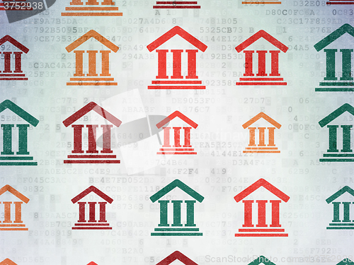 Image of Law concept: Courthouse icons on Digital Paper background