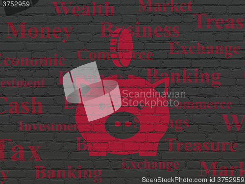 Image of Money concept: Money Box With Coin on wall background