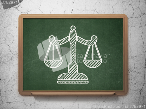 Image of Law concept: Scales on chalkboard background